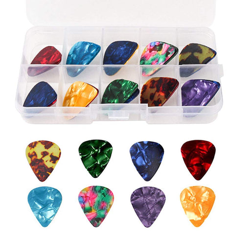 kuou Guitar Picks, 20 Pcs Guitar Plectrums Celluloid Pick for Acoustic, Electric, Bass Guitar including 0.46mm 0.71mm 0.96mm 1.2mm