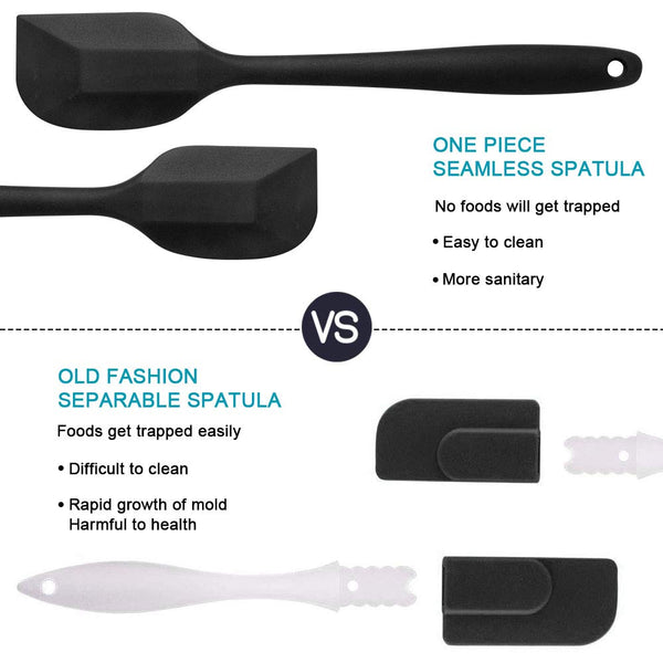Vicloon Silicone Spatulas Spoons Set, Silicone Kitchen Utensils Including Rubber Spatula, Non-Stick and Heat Resistant for Cooking, Baking and Mixing (Black - 6Pcs)