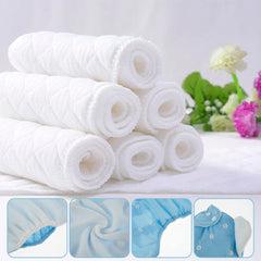 Deuson 7Pcs Baby Cloth Nappies Reusable Pocket Nappy Washable Adjustable Cloth Diapers Super Absorbent Cloth Nappies Multi-Color Comfortable Cloth Diapers for Baby Infants Boys Girls N