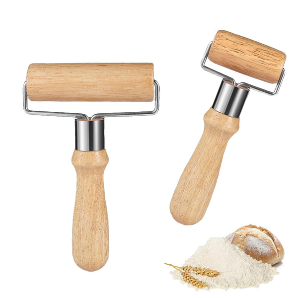 RoxNvm Rolling Pin, 2 Pieces Dough Roller, Small and Medium Dough Roller, Wooden Rolling Pin, Suitable for Rolling Dough, Pastas, Pizza, Desserts and Dumpling Skins (A)