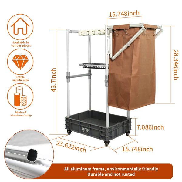 QTJH Janitorial cart Housekeeping cart Cleaning Cart on Wheels Housekeeping Caddy with Shelves