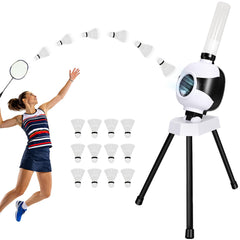 Makdly Badminton Serving Machine,Badminton Training Machine with 12 Shuttlecocks,Portable Automatic Shuttlecock Launcher for All Ages Indoor Outdoor Training