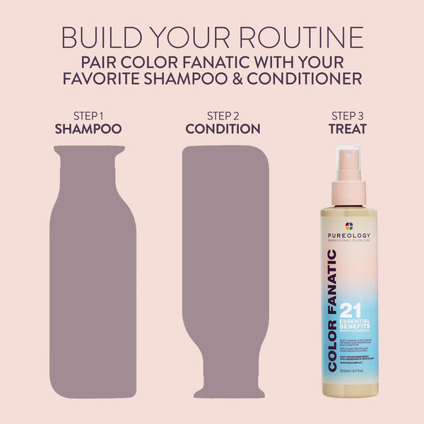 PUREOLOGY Color Fanatic Multi-Tasking Leave In Conditioner Spray, 21 Benefits for Colour-Treated Hair, Heat Protection & Detangler, Vegan & Sulphate Free Hair Treatment, 200ml