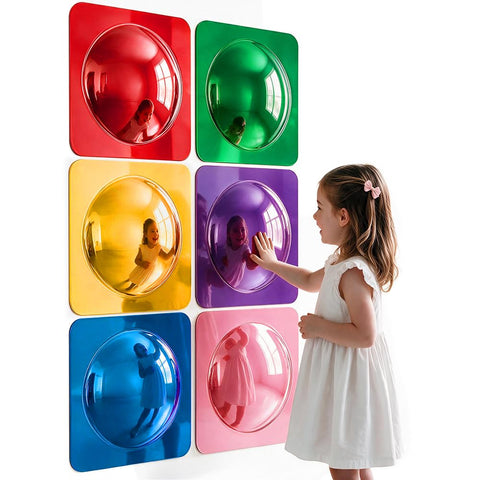 Peldris 6Pcs Sensory Wall Bubble Mirrors, 10Inch Acrylic Sensory Wall Panel for Autism Sensory Room, Colorful Convex Mirror Toy for Preschool, Playroom, Daycare