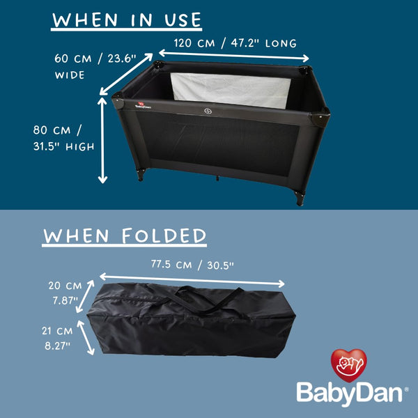 BabyDan Extra Large Travel Cot, 60x120cm (Baby Playpen) - Versatile Comfort for Your Baby's Sleep and Play