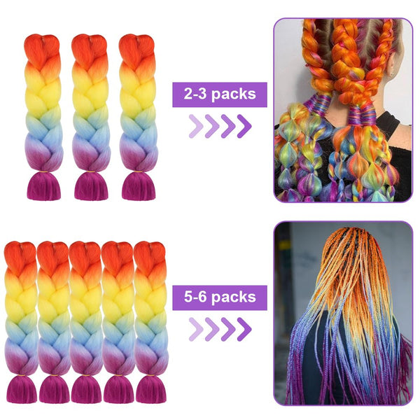 Aomig Braiding Hair Extensions, 1PC Ombre Braiding Hair, Jumbo Braids Hair Extension Synthetic Wig, Fashion Synthetic Braid Hair Extensions for Braiding Twist Braids Hair for Women