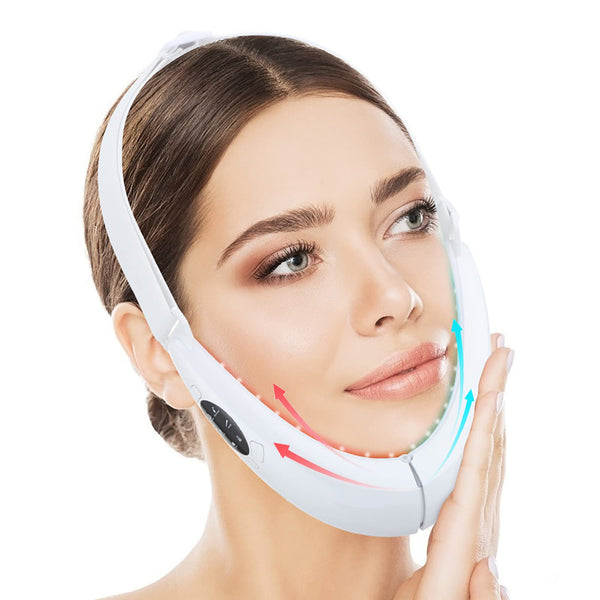 Face Lifting Device with Red Light Therapy | Skin Rejuvenation & Double Chin Slimming Massager | Remote-Controlled V-Face Beauty Instrument (Pink)