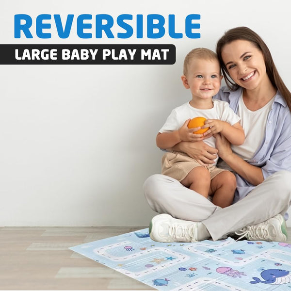 1Above Foldable Baby Playmat 180x130cm | Waterproof | Reversible Large Playmat | Thick Padded XPE Baby Crawl Mat | Ideal for Bedroom, Nursery & Playroom