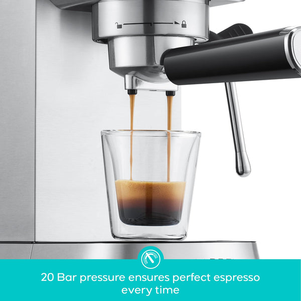 CASABREWS CM5418 Espresso Machine 20 Bar, Barista Espresso Maker with Steam Milk Frother, Stainless Steel Coffee Machine with 1L Removable Water Tank for Cappuccino, Latte, Silver