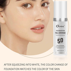 Domality 2 Pack Color Changing Foundation for Mature Skin, Liquid Base Makeup, SPF50 Sunscreen, Concealer Full Coverage, All Skin Tone Moisturizing Cover, Makeup Skin Tint, 30ml