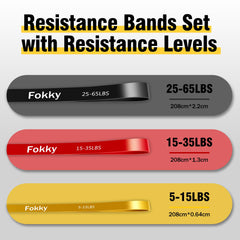 Fokky Resistance Bands, 3 Levels Pull Up Bands, Exercise Bands for Men Women, Resistance Bands Set Gym for Calisthenics, CrossFit, Powerlifting, Muscle Toning-with Door Anchor