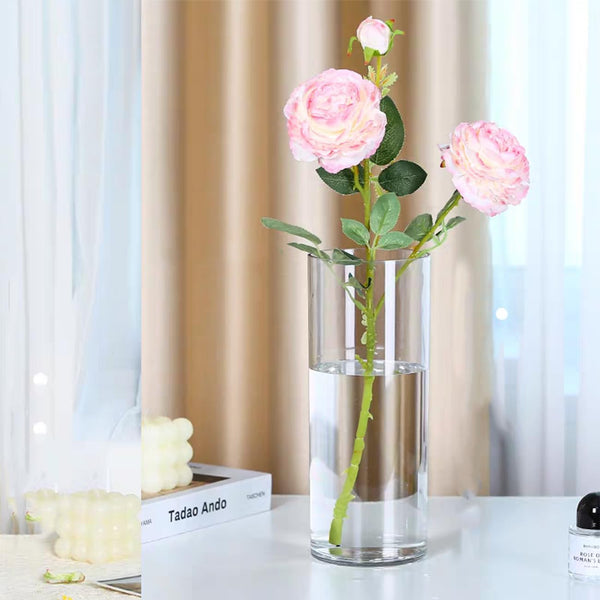 3 Pack Acrylic Cylinder Vase,25x15cm, 25x12cm and 25x10cm, Shatter-Proof Plastic Cylindrical Flower Vases for Wedding Centerpieces, Home Office Decorations, Shatter-Proof