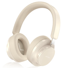 Noise Cancelling Headphones Wireless Bluetooth, Over Ear Headphones Bluetooth with Microphone, Cancelling Wireless Headphone Over Ear, 65h Playtime, Clear Calls, Comfort Fit For Travel (Beige)