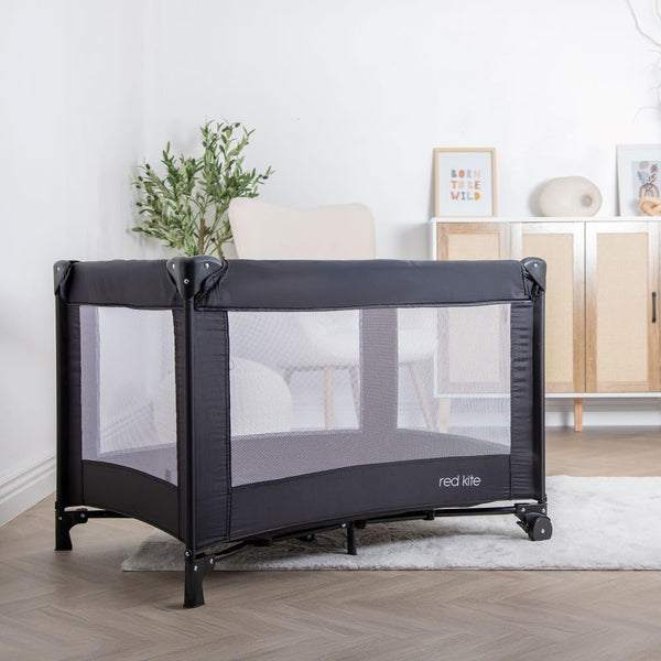 Red Kite Black Sleep Tight Travel Cot, Black