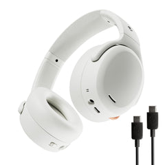 Skullcandy Crusher ANC 2 Wireless Over-Ear Bluetooth Headphones with Extra USB-C Charging Cable, Multi-Sensory Bass, Active Noise Cancelling, 60 Hours Battery, Microphone iPhone Android - Bone