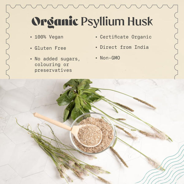 NaturaleBio Organic Psyllium Husk - 99% Purity - 200g. Pure & Natural Psyllium Seed Husks, Produced in India. High in Fibre, to be Mixed with Water, Beverages, & Juices, Vegetarian & Vegan.