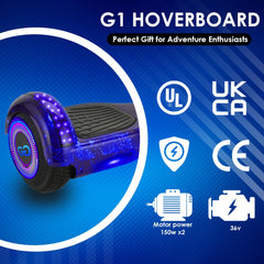 Gift Gadgets G1 Galaxy Blue Hoverboard & Hoverkart Bundle | Self-Balancing 6.5" Scooter with LED Lights & Bluetooth | Hoverboard and Kart Bundle | Hoverboard Go Kart Bundle for Kids, Teens, and Adults
