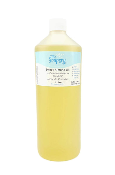 Sweet Almond Oil - 1 Litre Cosmetic Grade for Massage, Aromatherapy, Soaps, Lotions.