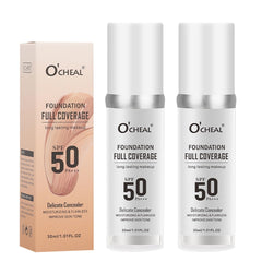 Domality 2 Pack Color Changing Foundation for Mature Skin, Liquid Base Makeup, SPF50 Sunscreen, Concealer Full Coverage, All Skin Tone Moisturizing Cover, Makeup Skin Tint, 30ml