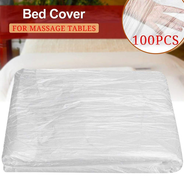 100pcs Disposable Massage Bed Cover,Salon Waxing Beds Film Covers,Spa Beds Sheet Drop Cloth Plastic Sheeting,Massage Bed Cover for Body Care,Spa,Tattoo,Facial,Esthetician(90x180cm)