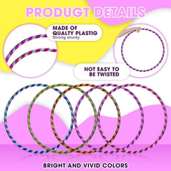 FlickBuyz Hula Hoop - Multicolor Fitness Hula Hoops - Plain and Glitter 55cm, 65cm, 75 cm Plastic Hula Hoops, Fitness and Dance Exercise Hoola Hoops (8, Glitter (55cm))