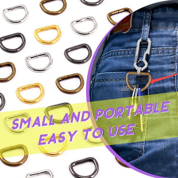 Swpeet Assorted Multi-Purpose Metal D Ring Semi-Circular D Ring Pack of 150, Mixed, 1/2 inch