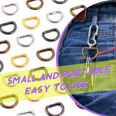 Swpeet Assorted Multi-Purpose Metal D Ring Semi-Circular D Ring Pack of 150, Mixed, 1/2 inch