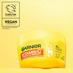 Garnier Vitamin C* Fresh & Bright Hydrating Sorbet Cream, 4% Vitamin C* & Niacinamide, Ultra Fresh & Light, For Dull, Uneven Skin, Cruelty Free International & Vegan - 85ml