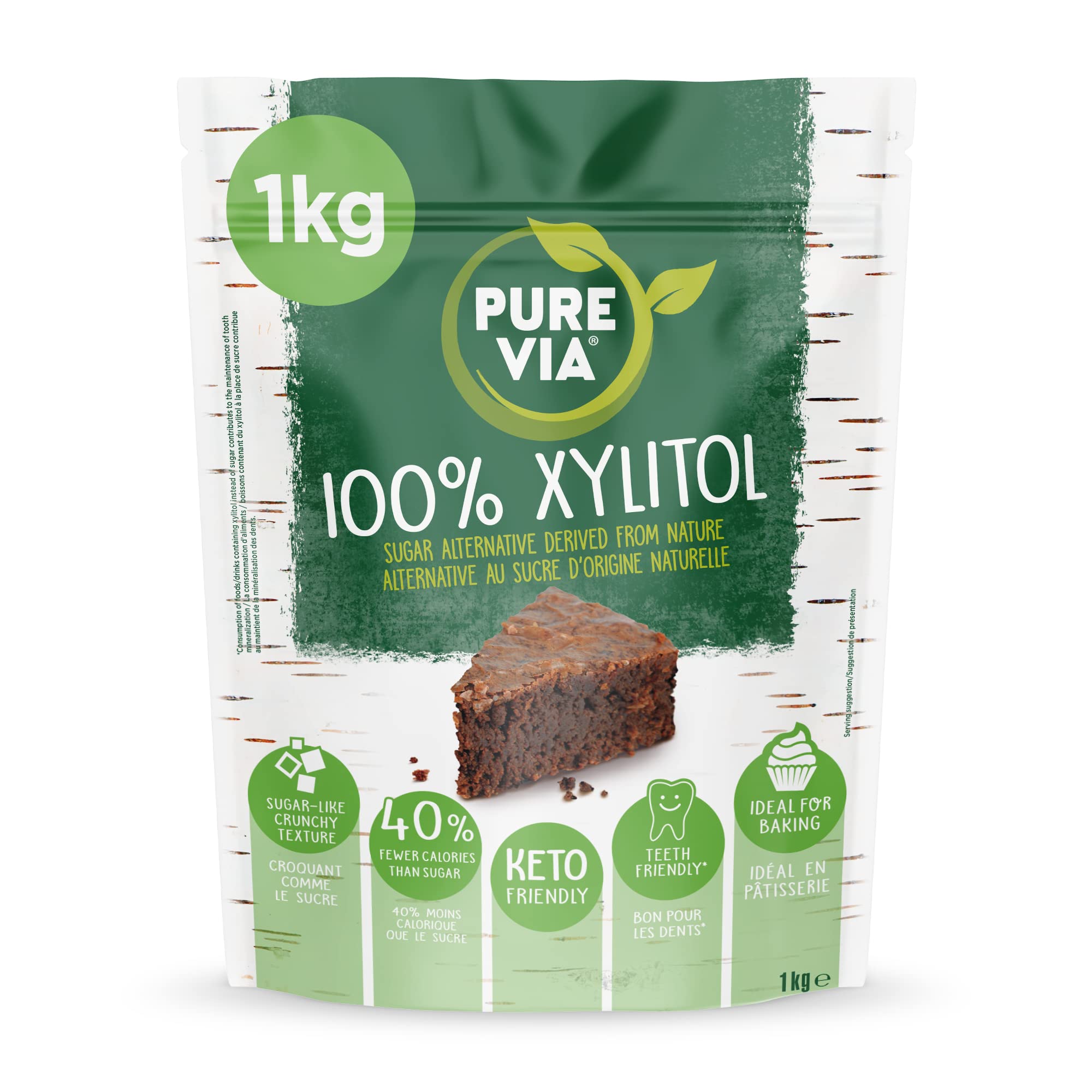 Pure Via Xylitol 1kg - Plant Based, Vegan and Keto Friendly Sugar Alternative - Single Pack