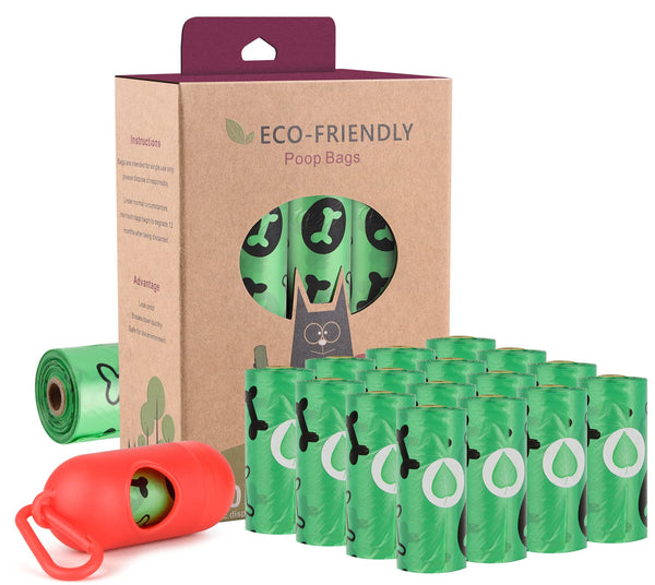 Nineaccy Dog Poo Bags with Holder-240 Large Poop Bags, Corn Starch Blended Poo Bag, Extra Thick Strong Leak Proof Poop Waste Bag for Dogs (Green)