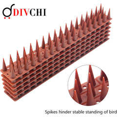 DIVCHI 20 Pcs Bird Spikes for Anti Pigeons And Birds, Fence Wall Spikes Garden Security Anti-Climb Cat Bird Intruder Pest Deterrent, Birds Fence Roof Tall Covers 33.5 x 4.5 x 3.7cm 6.7M (22ft) (Brown)