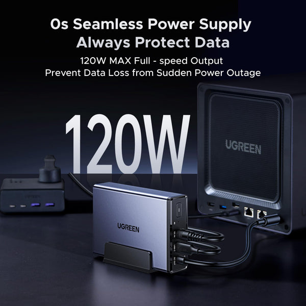 UGREEN NAS UPS, 120W DC Battery Backup and Surge Protector, 12000mAh Uninterruptible Battery Power Supply Compatible NAS DXP2800, DXP4800, DXP4800 Plus, DXP480T Plus, DH2300, DH4300 Plus Only