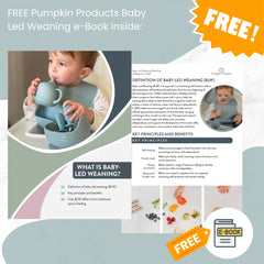 Pumpkin Products® Silicone Baby Weaning Set. Baby & Toddler. Four Suction-Cup Plate, Suction Bowl, Adjustable Bib, Weaning + Stainless Spoon & Fork Sets, Sippy Cup, Collapsible Snack Cup (Sage Green)