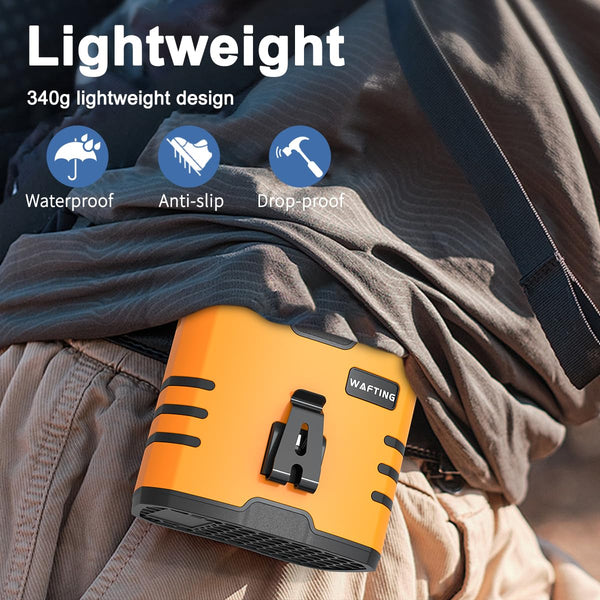 WAFTING Portable Waist Fan - 12000RPM High-Speed Belt Fan, 10-Speed Adjustable, 10000mAh Rechargeable, LED Display Shirt Air Conditioner for Camping, Hiking, and Outdoor Work(Orange)