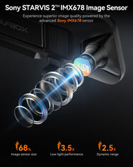 WOLFBOX G900 PRO Mirror Dash Cam with 8MP STARVIS IMX678, 12 inches Rear View Mirror Camera with Front 4K and Rear 2.5K, Included 128GB Card, Voice Control, 5.8GHz WiFi, Loop Recording, G-Sensor & GPS