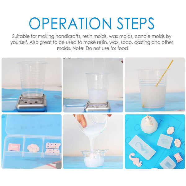 Silicone Mold Making Kit, Translucent Liquid Silicone Rubber, Fast Cured 1:1 Ratio Silicone Casting, for Casting Resin, Soap, Candle, Clay, Molds