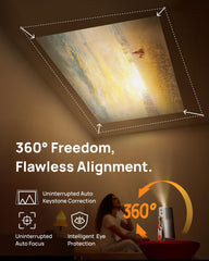 XGIMI MoGo 4 2025 NEW Portable Projector with PowerBase Stand, 5 Hours of Playtime, Google TV with Licensed Netflix, 360° Adjustable Stand, 450 ISO Lumens, 2 x 6W Harman Kardon