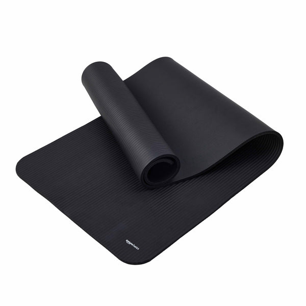 Amazon Basics - Yoga Mat, Non Slip, Extra Thick, for Pilates, Exercise, Black, 183 x 61 x 1 cm