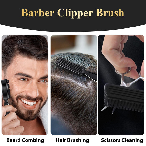 HEYMKGO 14 Pcs Professional Barber Hair Comb Set for Men & Women, Hair Cutting Kit with Wide Tooth Comb, Rat Tail Comb, Clipper Brush, Neck Duster, Styling Clips for Salon Grooming Tools (Black A)