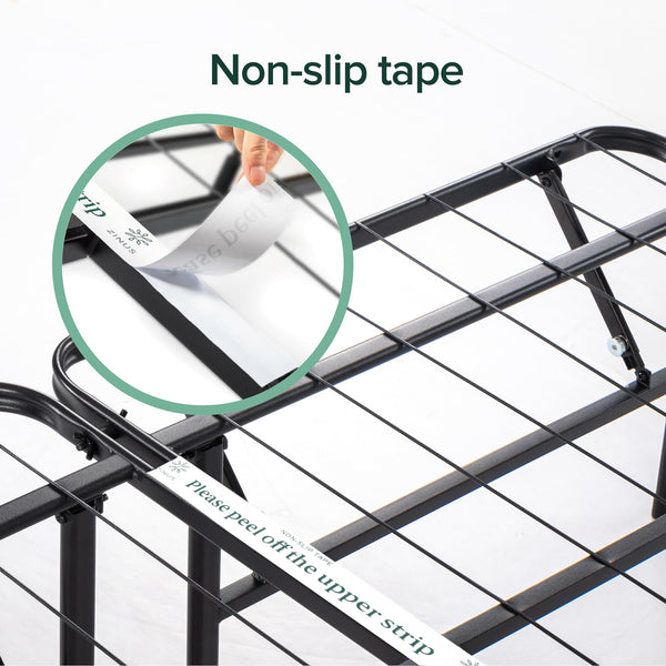 Zinus Shawn SmartBase Folding Guest Bed Frame King (150 x 200 cm) – Space Saving with Underbed Storage, No Assembly – Black