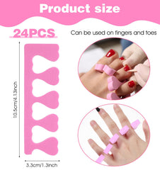 24 Pcs Toe Separators for Nail Varnish, Soft Sponge Toe Separators for Pedicure Manicure Polishing Coating Nail Polish Beauty Accessories Pink