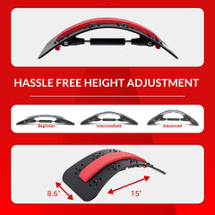 GMP SPORTS - 2in1 Back Stretcher Posture Corrector, Massager and Cervical Neck Stretcher for Back & Neck Relaxation & Pain Relief, Fitness, Acupressure and Lumbar Support Relaxation