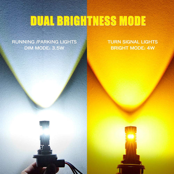AUXLIGHT 3157 4157 3155 3457 Switchback LED Bulbs 16SMD Chipsets Parking Lights/Daytime Running Lights/DRL and Turn Signal Lights with Projector Replacement, White/Amber (Pack of 2)