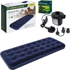Green Haven Single Blow up Camping bed + AC Electric Air pump