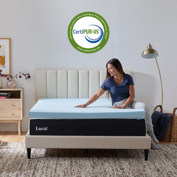 Lucid 3 Inch Gel Infused Memory Foam Mattress Topper California King – Ventilated Design – CertiPur Certified