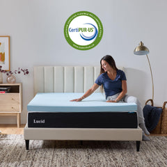 Lucid 3 Inch Gel Infused Memory Foam Mattress Topper California King – Ventilated Design – CertiPur Certified