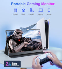 COOLHOOD Portable Monitor 15.6'', 1080P FHD Plug&Play Travel Laptop Monitor w/Smart Cover, USB-C HDR Portable Second Computer Display, Portable Game External Screen for PC Phone Mac Xbox PS4/5