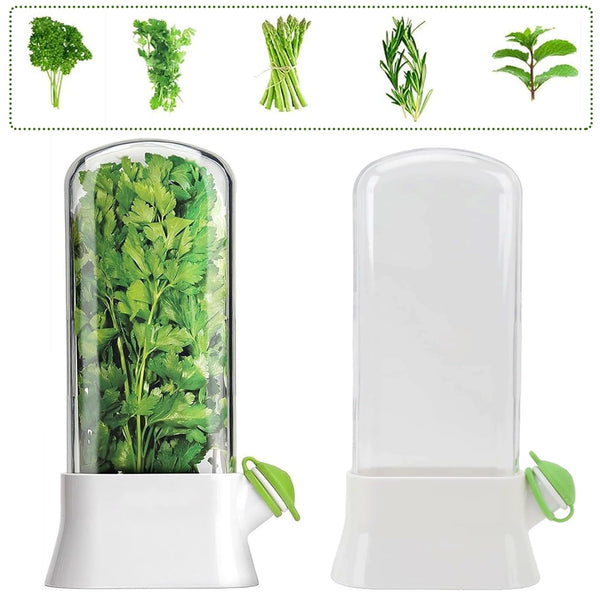 SUQ 2PCS Herb Saver for Refrigerator, 27*13 CM, Fresh Herb Keeper Herb Storage Container, Vegetable Storage Long Term Freshness Preservation, Keeps Cilantro Greens Fresh for 2-3 Weeks