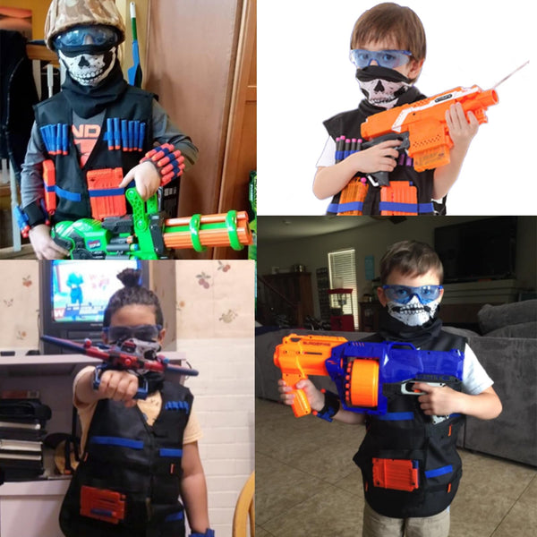 LUUFAN Tactical Vest Kit for NERF Guns with Reload Clips, Refill Darts, Wrist Band, Tactical Mask Protective Glasses for Boys Girls Kids Birthday Thanksgiving Gift