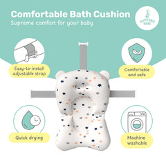 Foldable Baby Bath with Non-Slip Bath Cushion/Bath with Thermometer for Water Temperature Control/from Birth to 3 Years / 5 Plastic Balls (Grey 2)